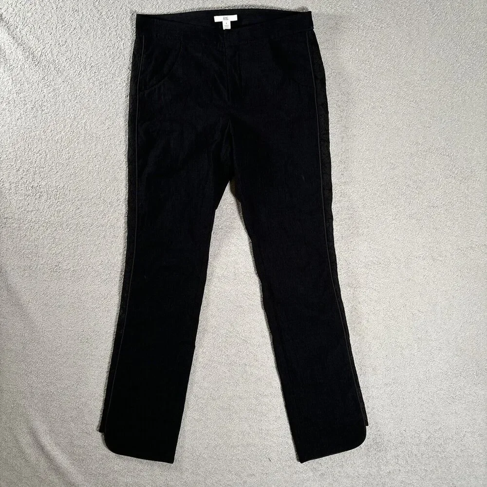 Zac Zac‎ Posen Pants Women's Size 8 Black Straight Leg Lace Sides Goth